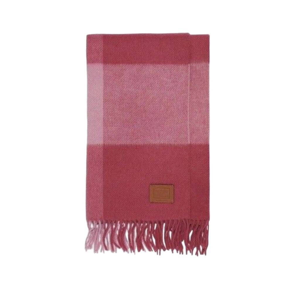 COACH WOOL SCARF BUFFALO PLAID PRINT OVERSIZED MUFFLER IN BRIGHT VIOLET (PINK)